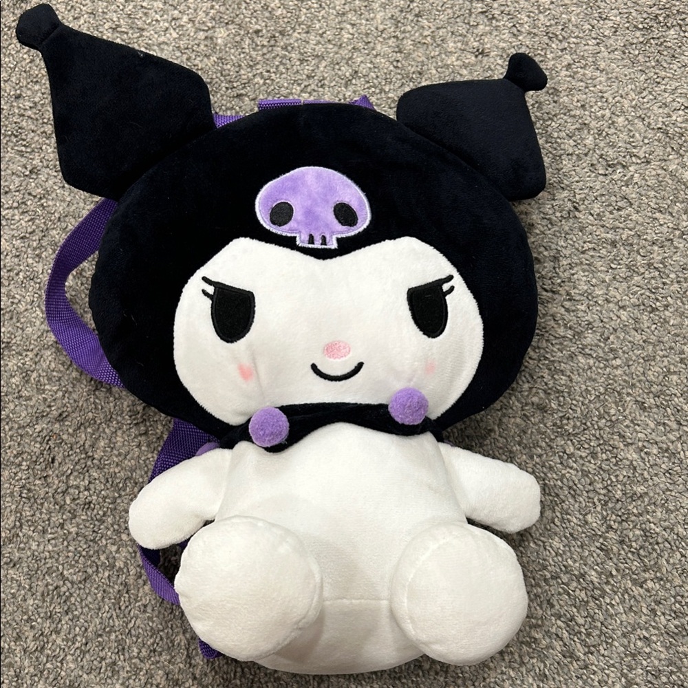 Plush Character Backpack - Black and White